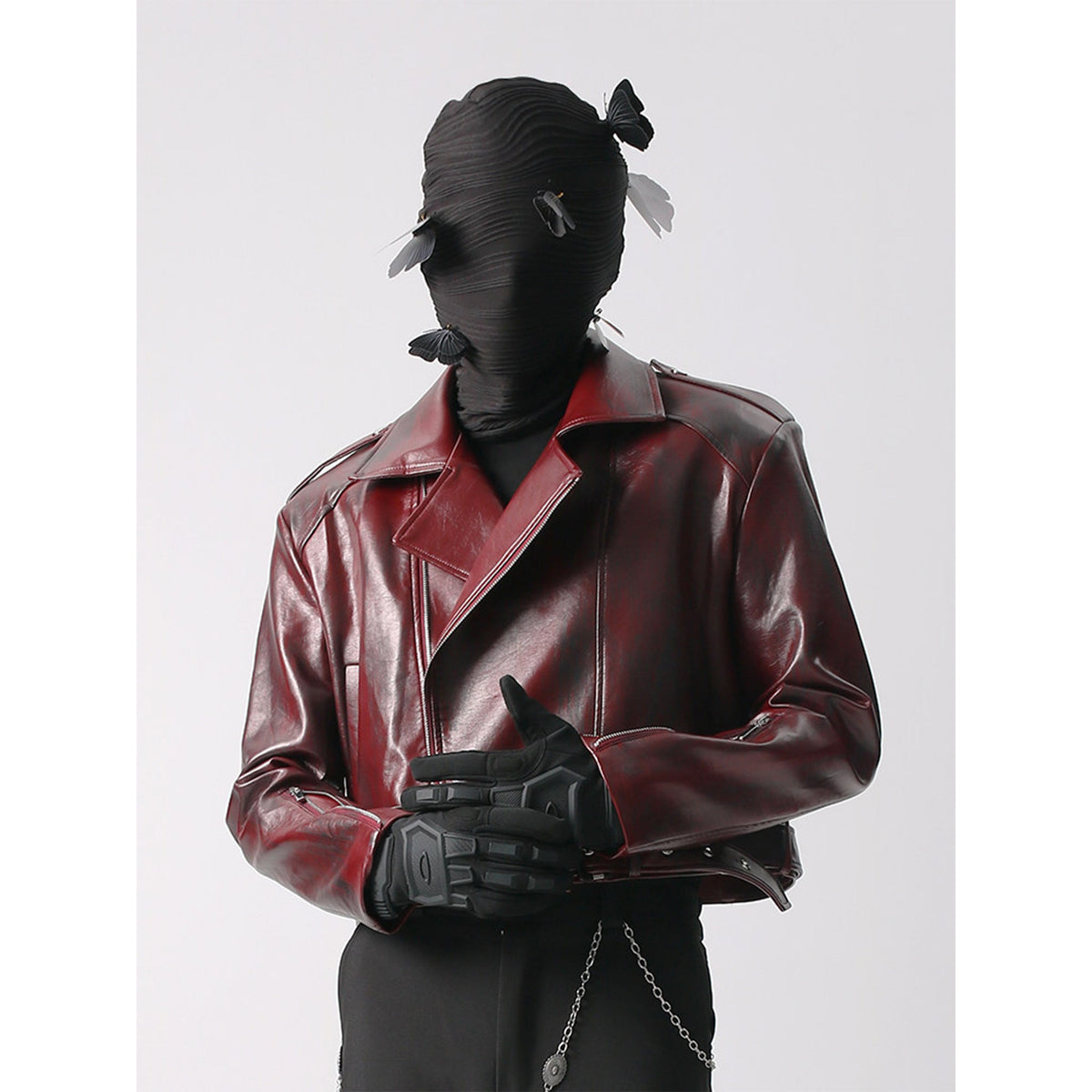 Red-X Dopamine Cropped Vintage Biker Jacket by OFFCULTURE