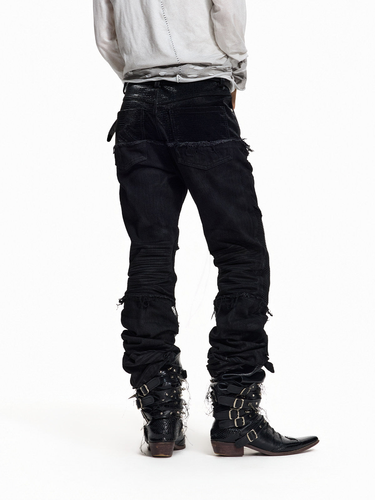GHOSTLINE distressed stacked flare jeans