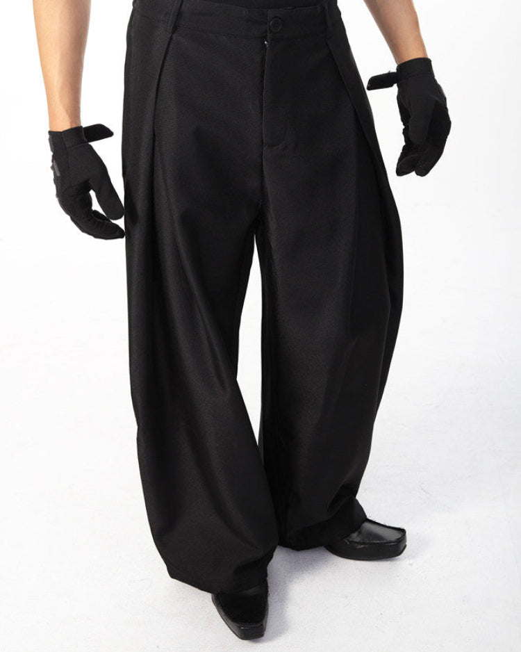 ELSEWHERE cross-pleated relaxed straight-leg cotton trousers, additional product photograph 4 | OFFCULTURE®