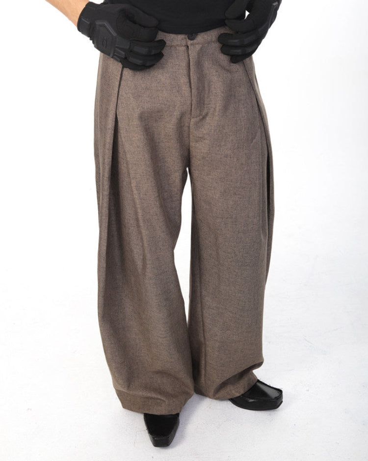 ELSEWHERE cross-pleated relaxed straight-leg cotton trousers, additional product photograph 5 | OFFCULTURE®