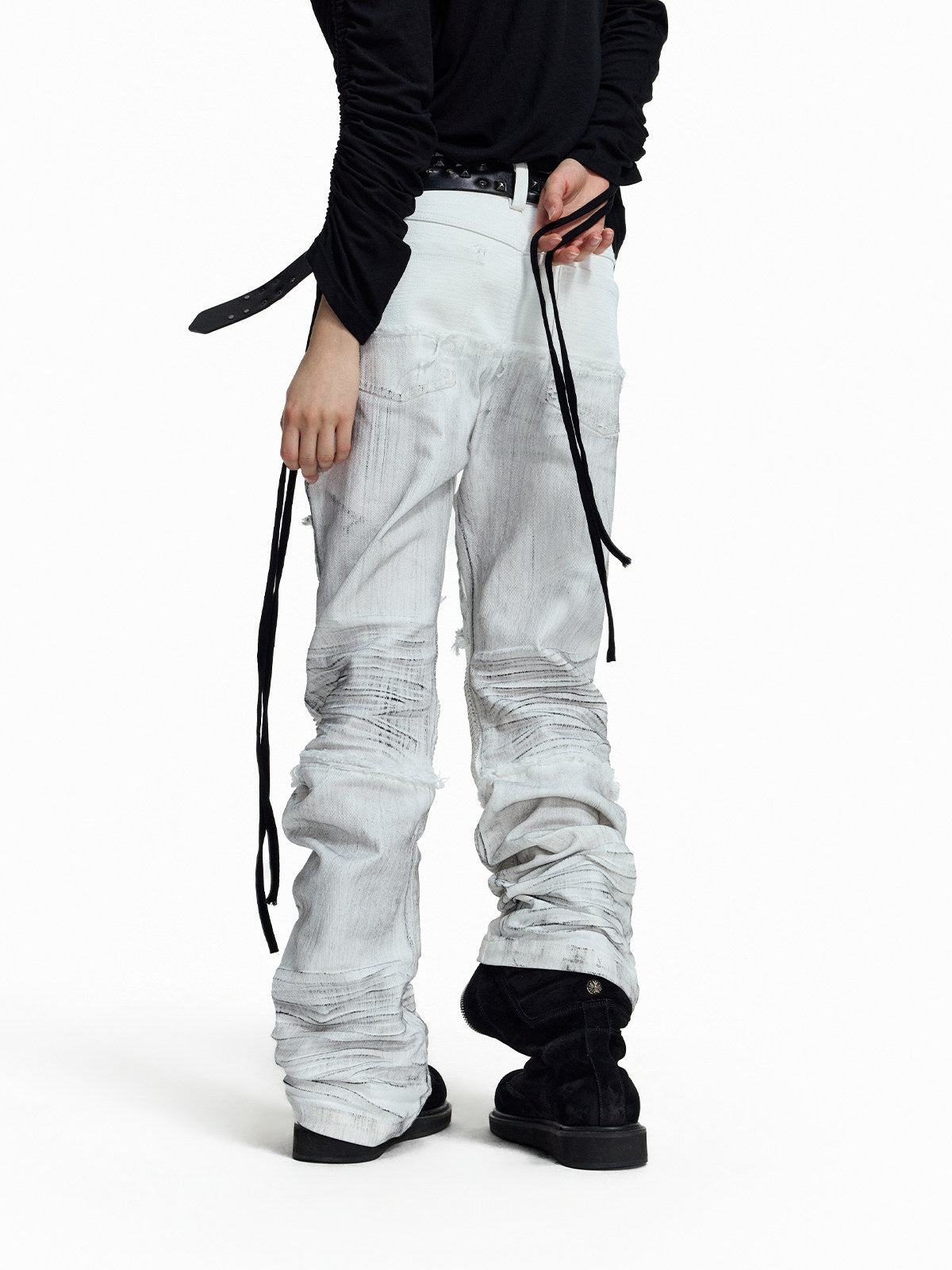 GHOSTLINE distressed stacked flare jeans