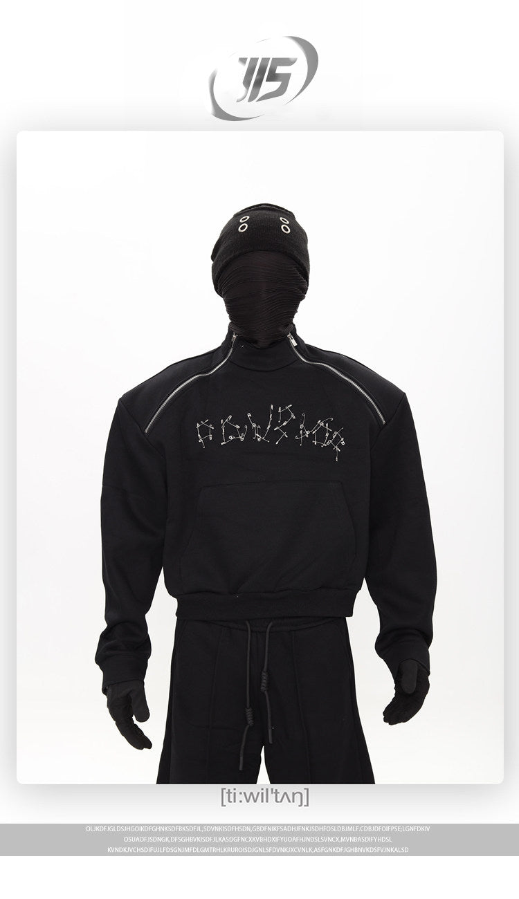 Sudadera con capucha MANSON AVANT-GARDE con cremallera y detalle de imperdible