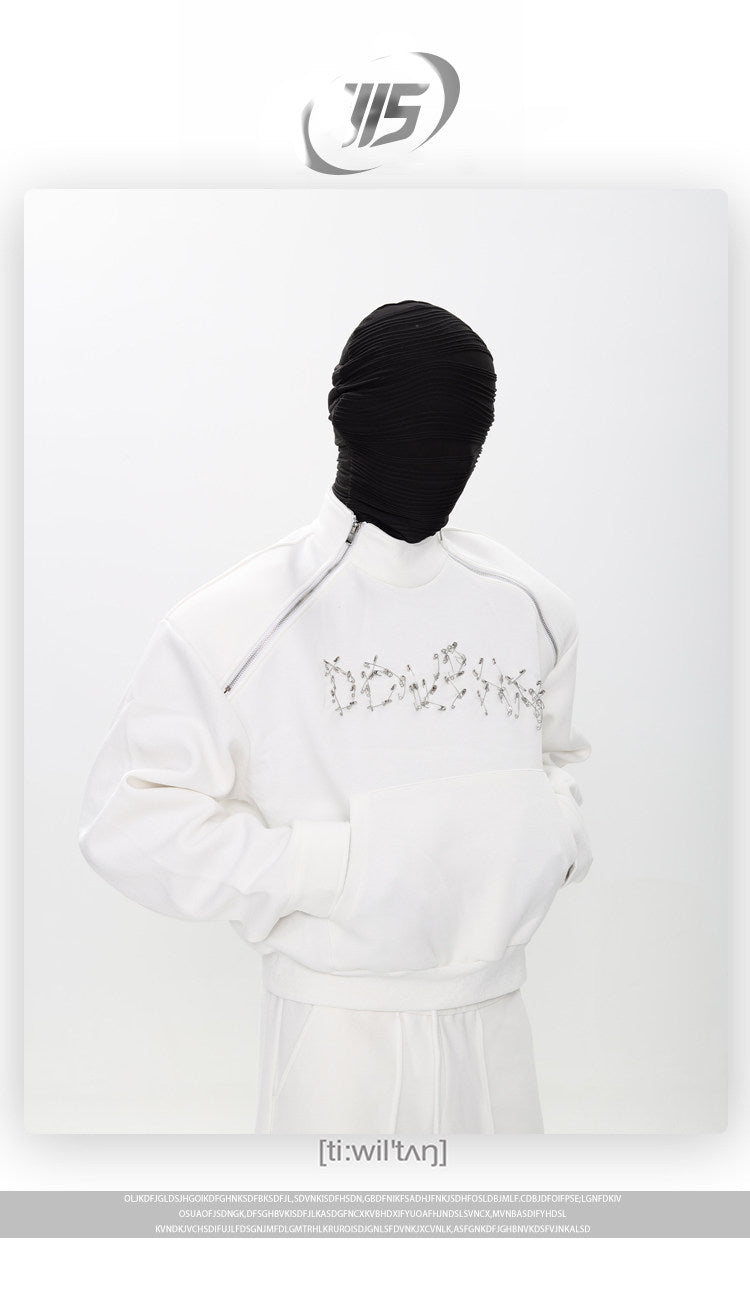 Sudadera con capucha MANSON AVANT-GARDE con cremallera y detalle de imperdible
