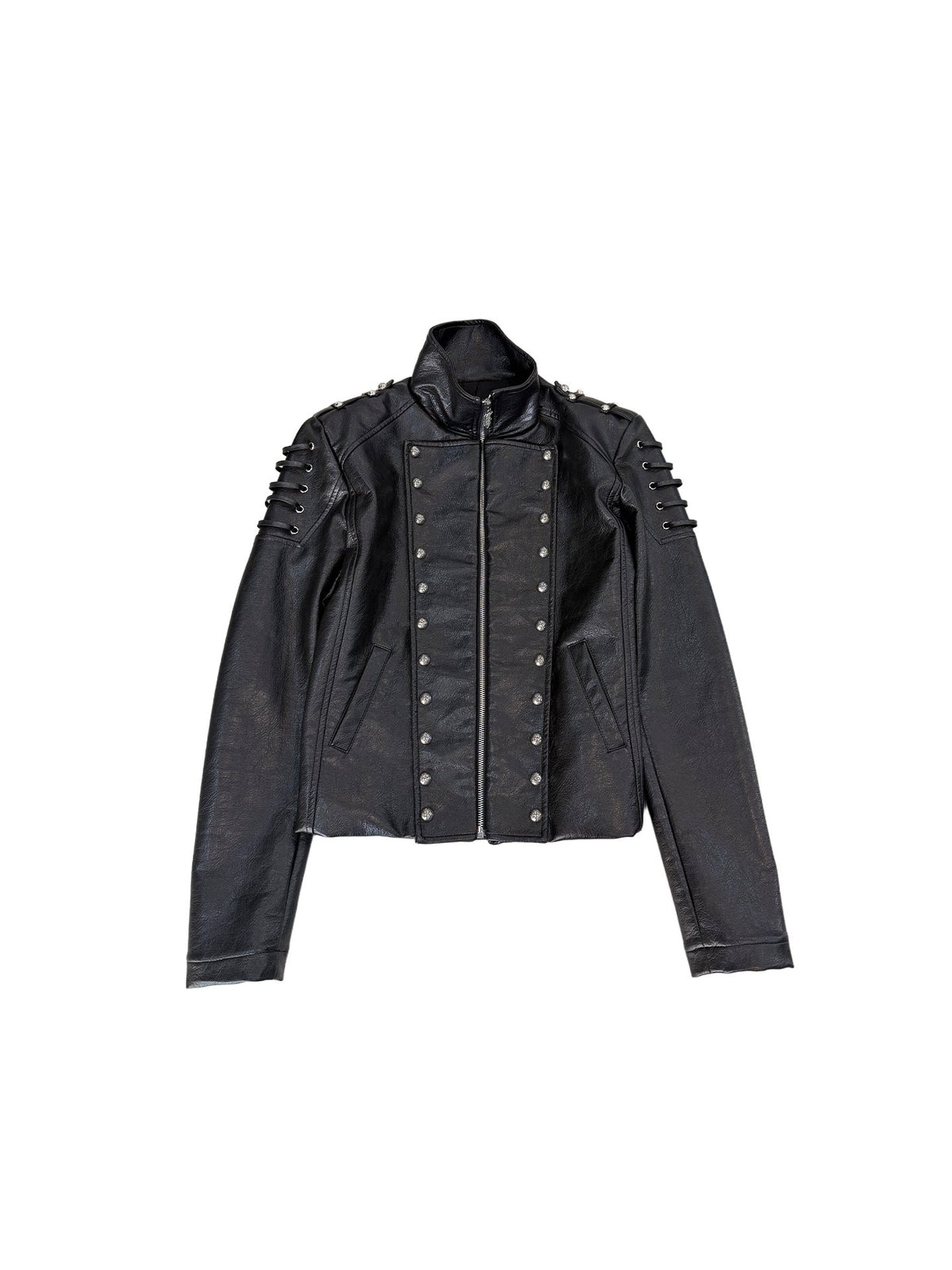 DARK MATTER riveted faux leather biker jacket