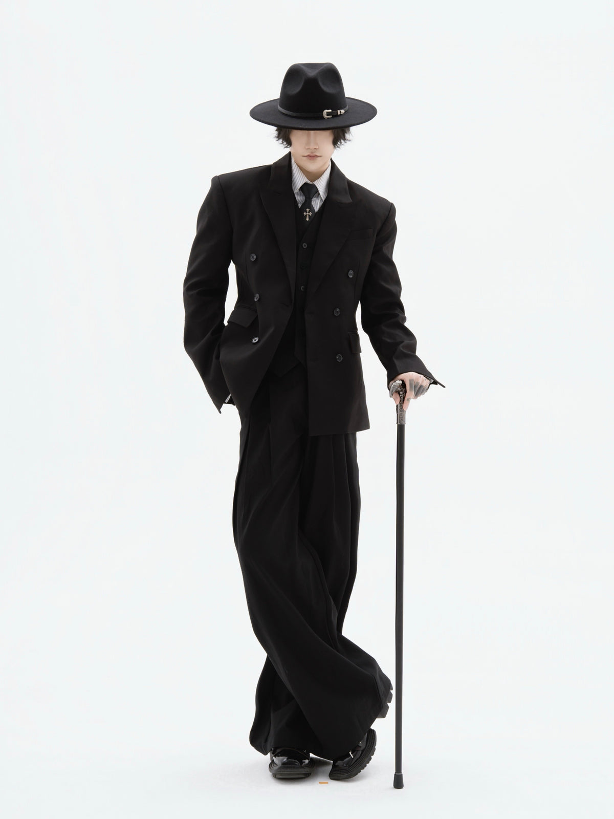 OFFLIMITS black double-breasted structured padded-shoulder blazer, additional product photograph 4 | OFFCULTURE®