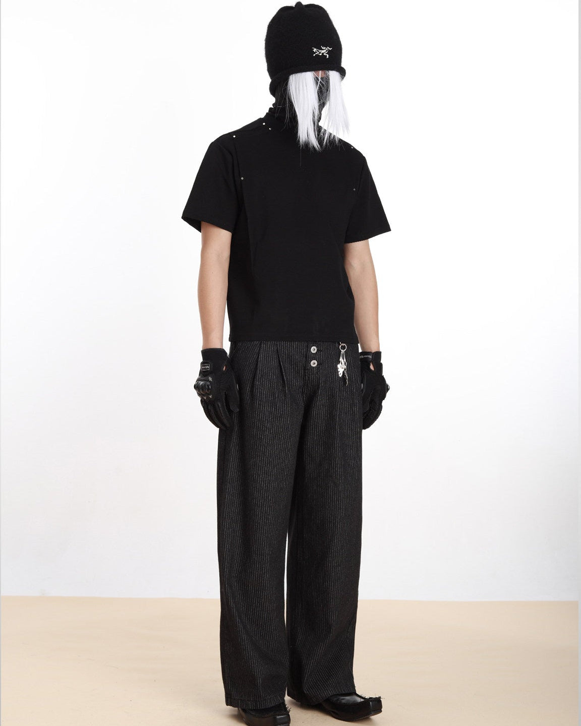 Studded Deconstructed Slim Fit Crew Tee