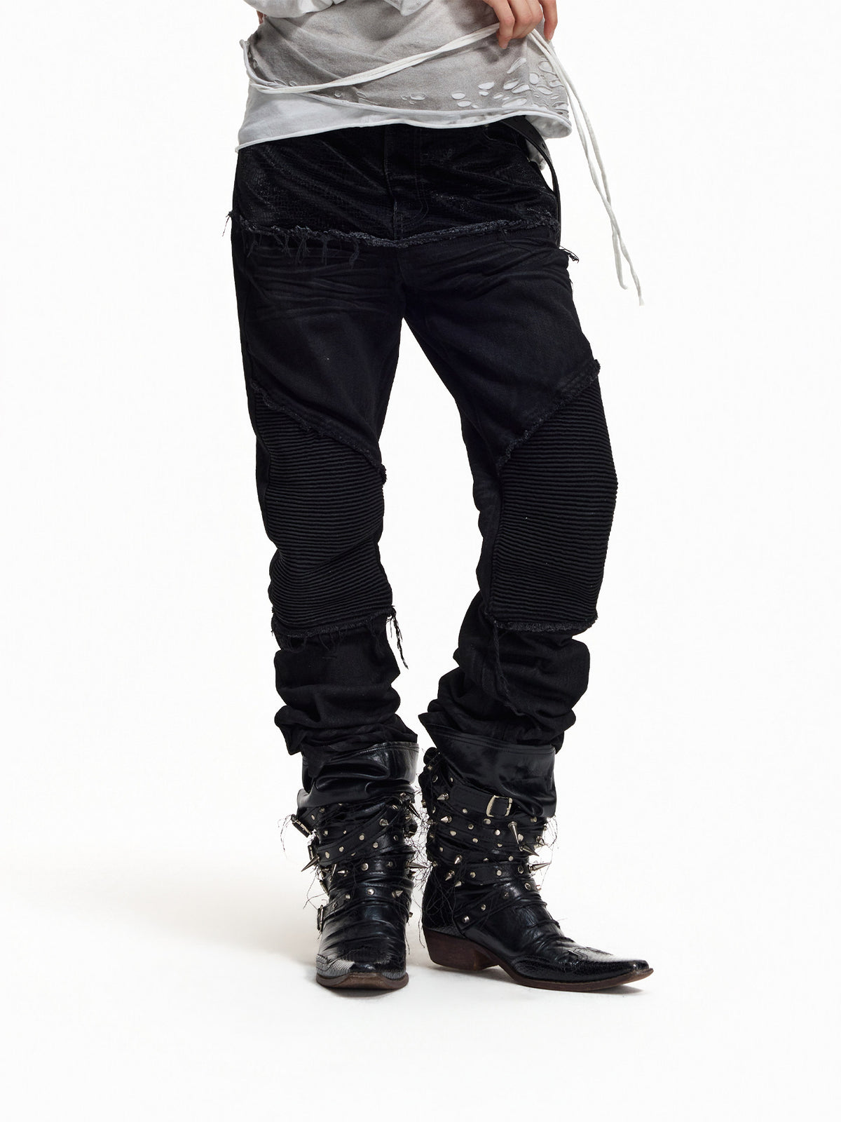 GHOSTLINE distressed stacked flare jeans