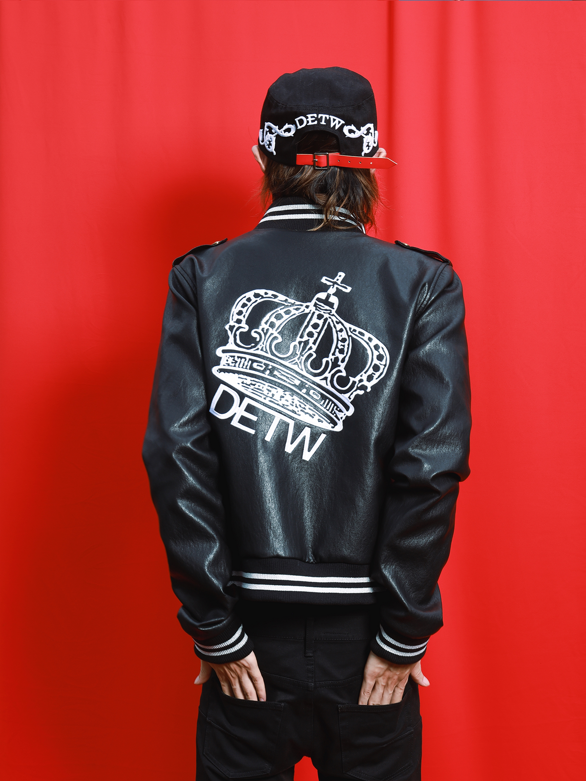 BLUE BLOOD military faux leather bomber jacket