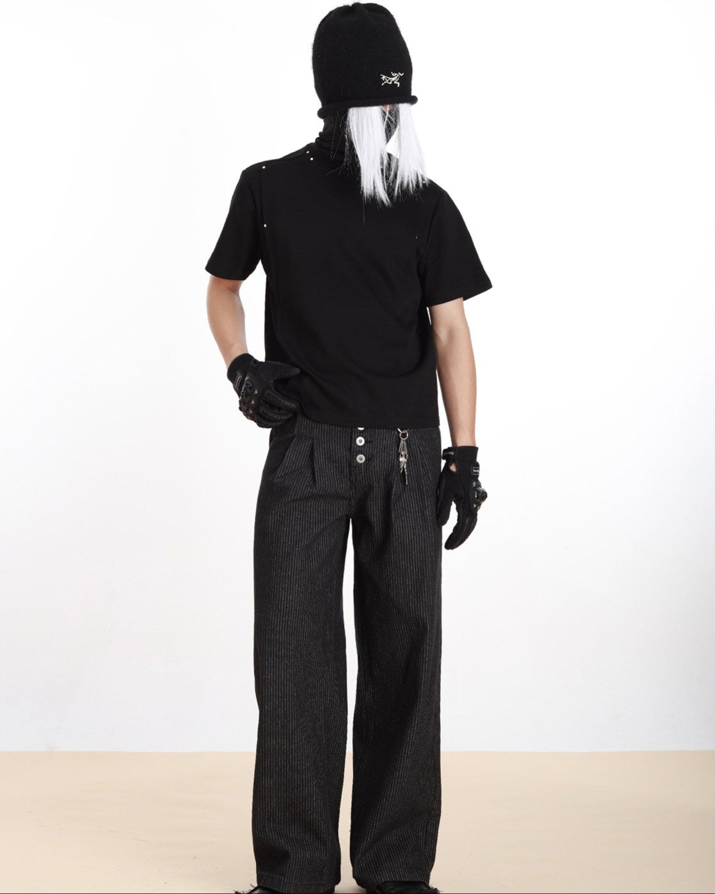 Studded Deconstructed Slim Fit Crew Tee