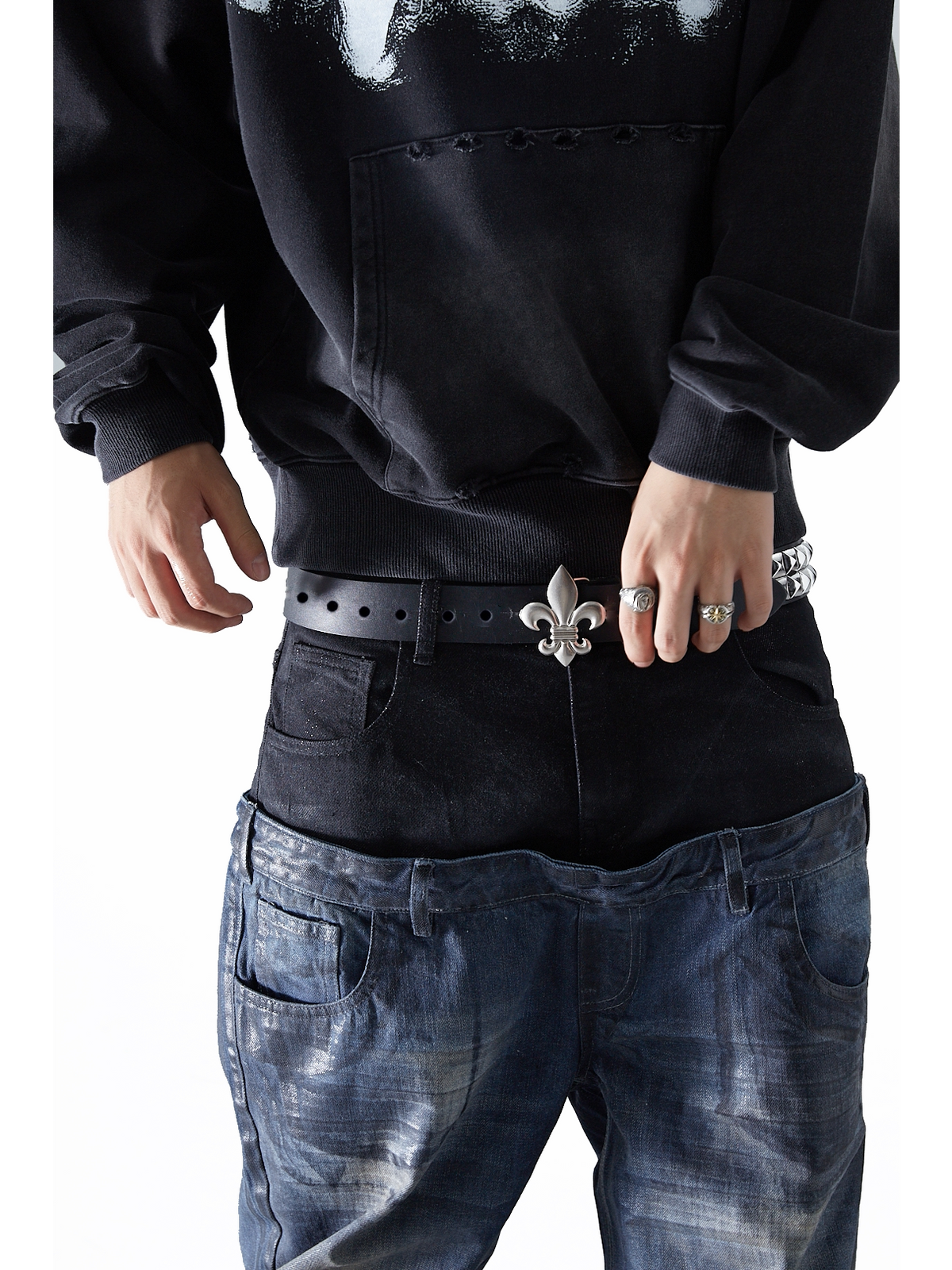 XALTER studded PU leather punk belt