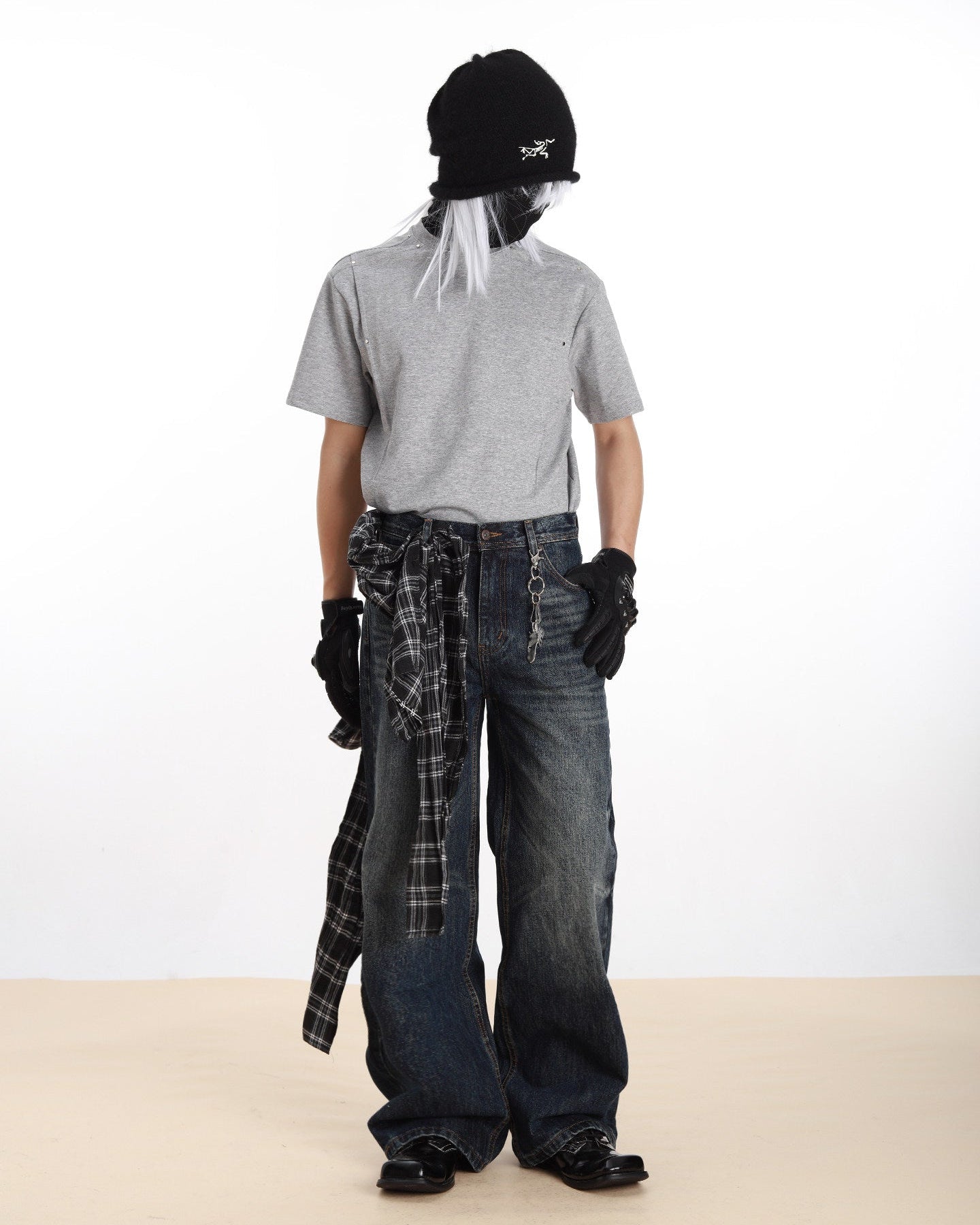 Studded Deconstructed Slim Fit Crew Tee