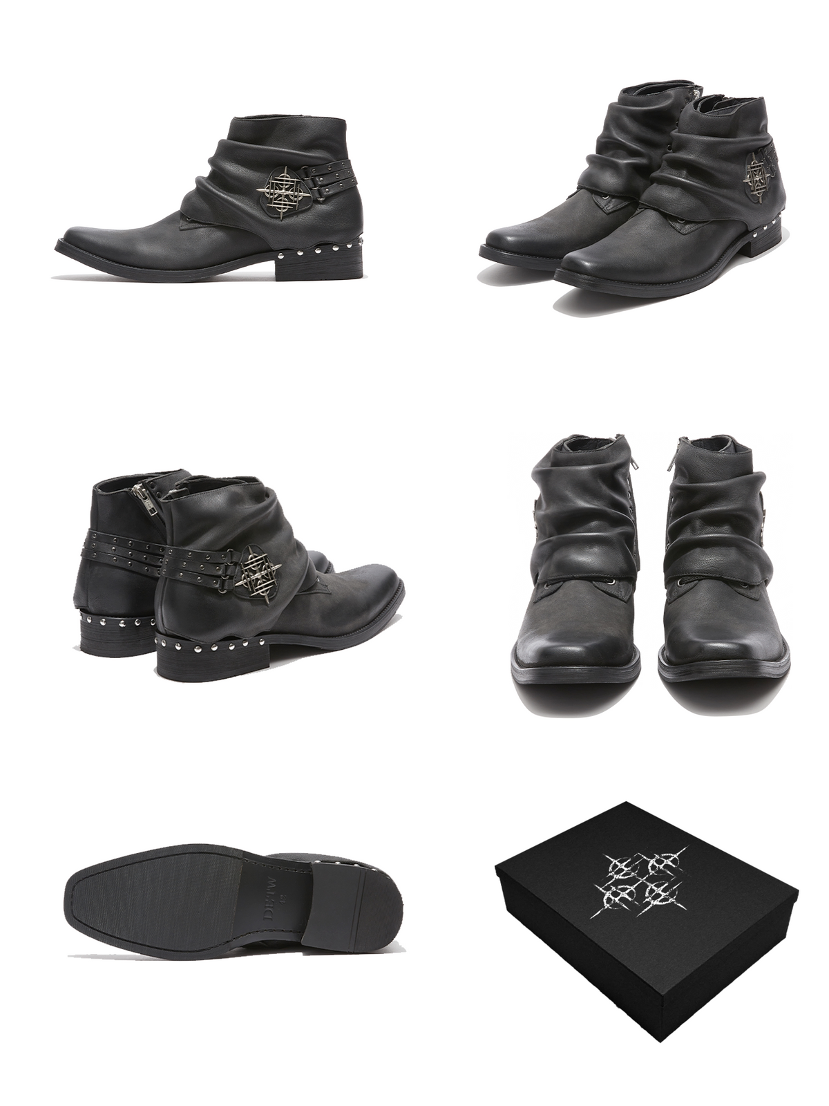 BLACKHALO studded square-toe Chelsea boots