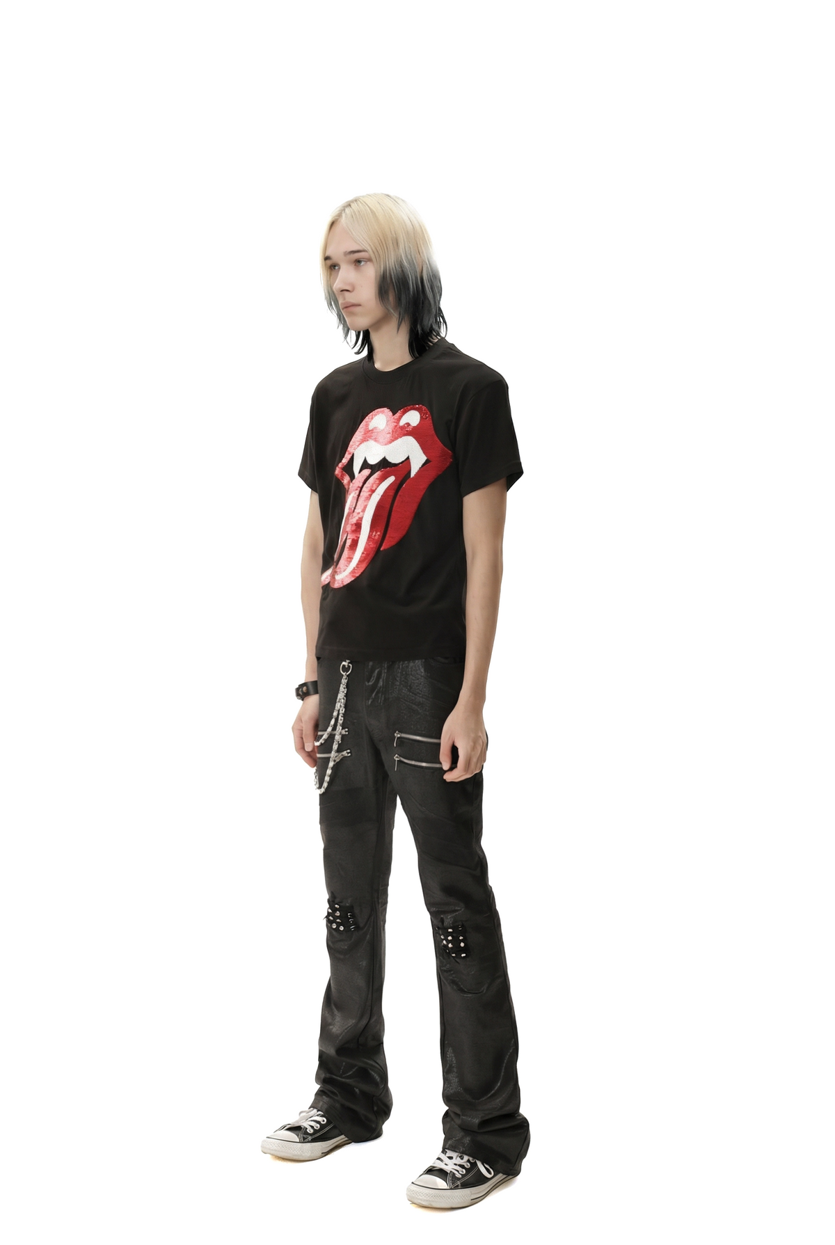 BAD TASTE sequin graphic cotton linen tee