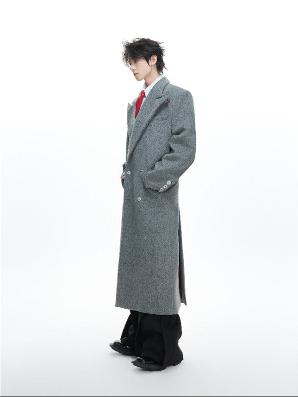 AFTERHOURS long double-breasted wool-blend coat with peak lapels, additional product photograph 5 | OFFCULTURE®