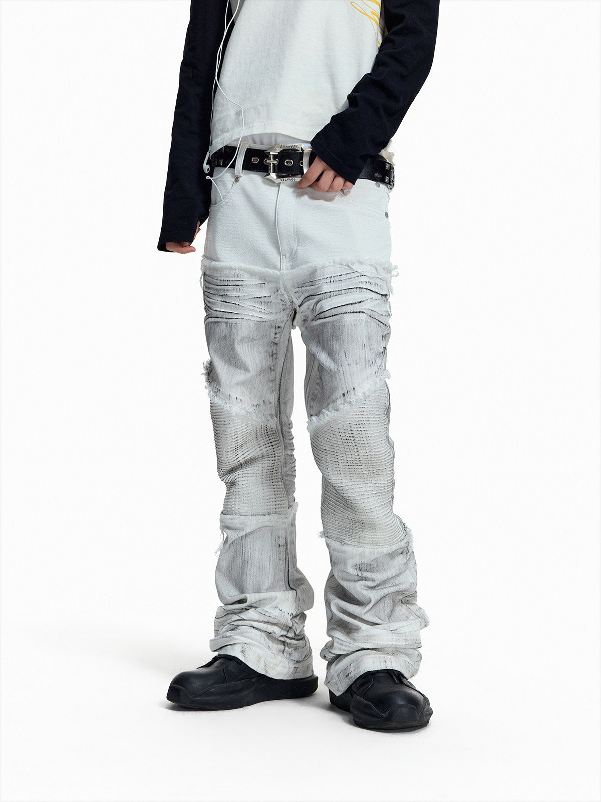 GHOSTLINE distressed stacked flare jeans
