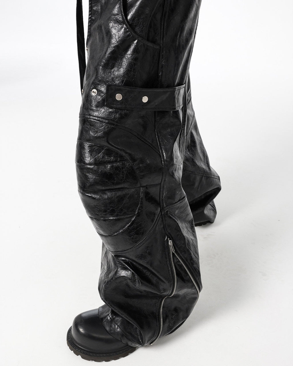 BLACK BIKER LEATHER PANTS