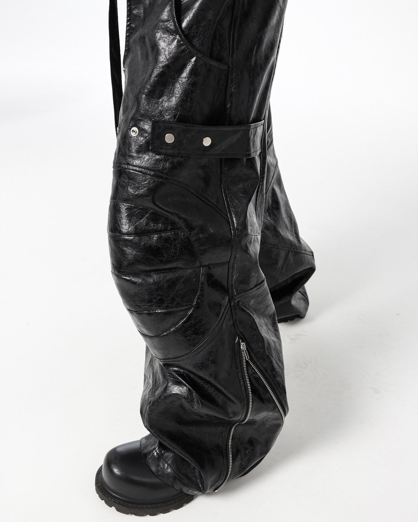 BLACK BIKER LEATHER PANTS