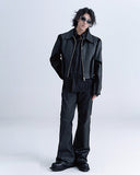 WAXED DARK FLARE PANTS