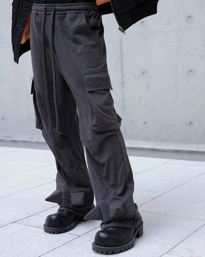 SPIKE DETAIL WIDE CARGO PANTS