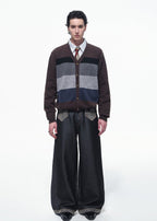 SCRIPT-X STRIPE WOOL CARDIGAN