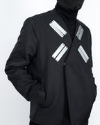 TECH CROPPED METAL PATCH DARK BIKER JACKET