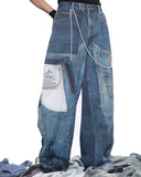 PATCH PRINT WIDE JEANS