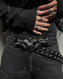 RAM SKULL STUDDED LEATHER BELT
