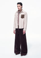 SCRIPT-X STRIPE EMBROID SHIRT