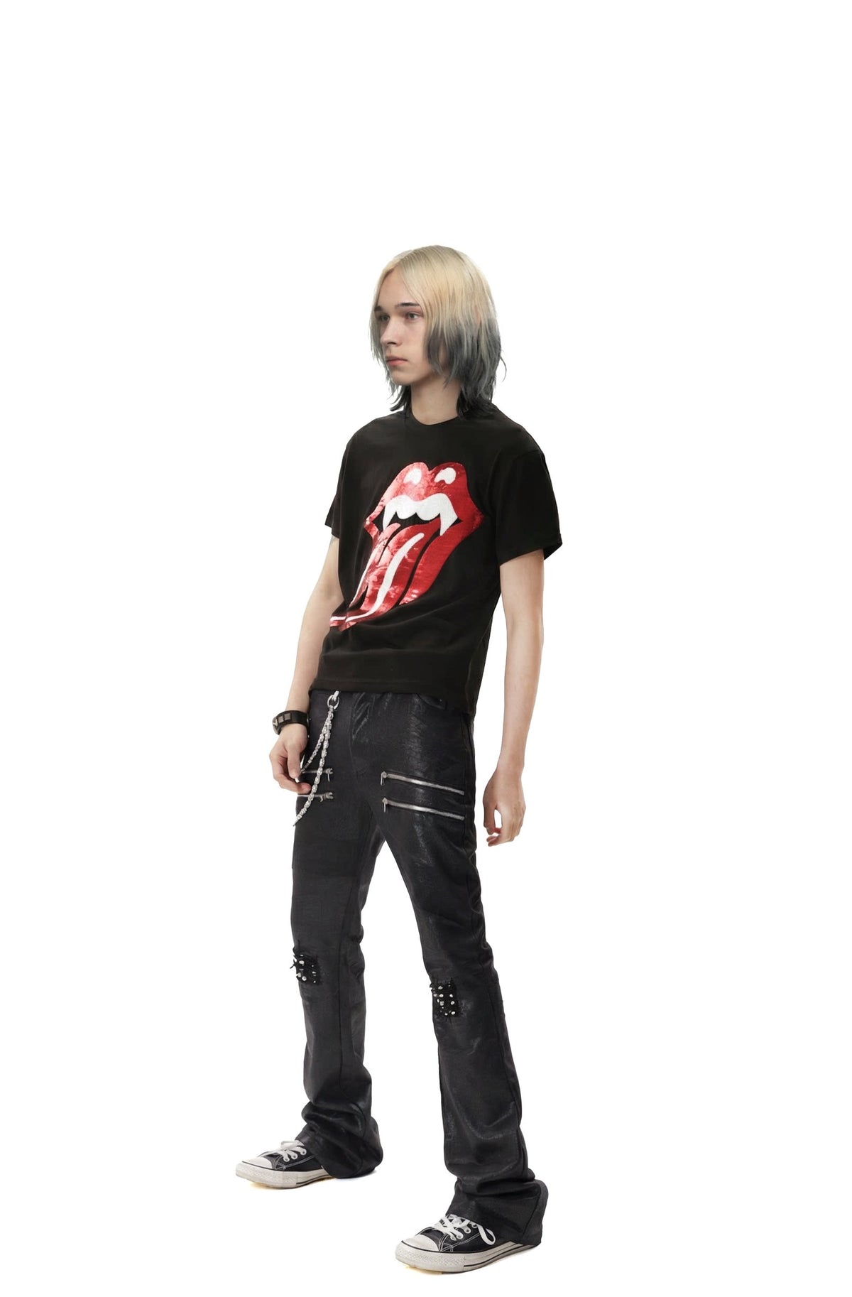 BAD TASTE sequin graphic cotton linen tee