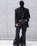WAXED LEATHER CARGO FLARE PANTS