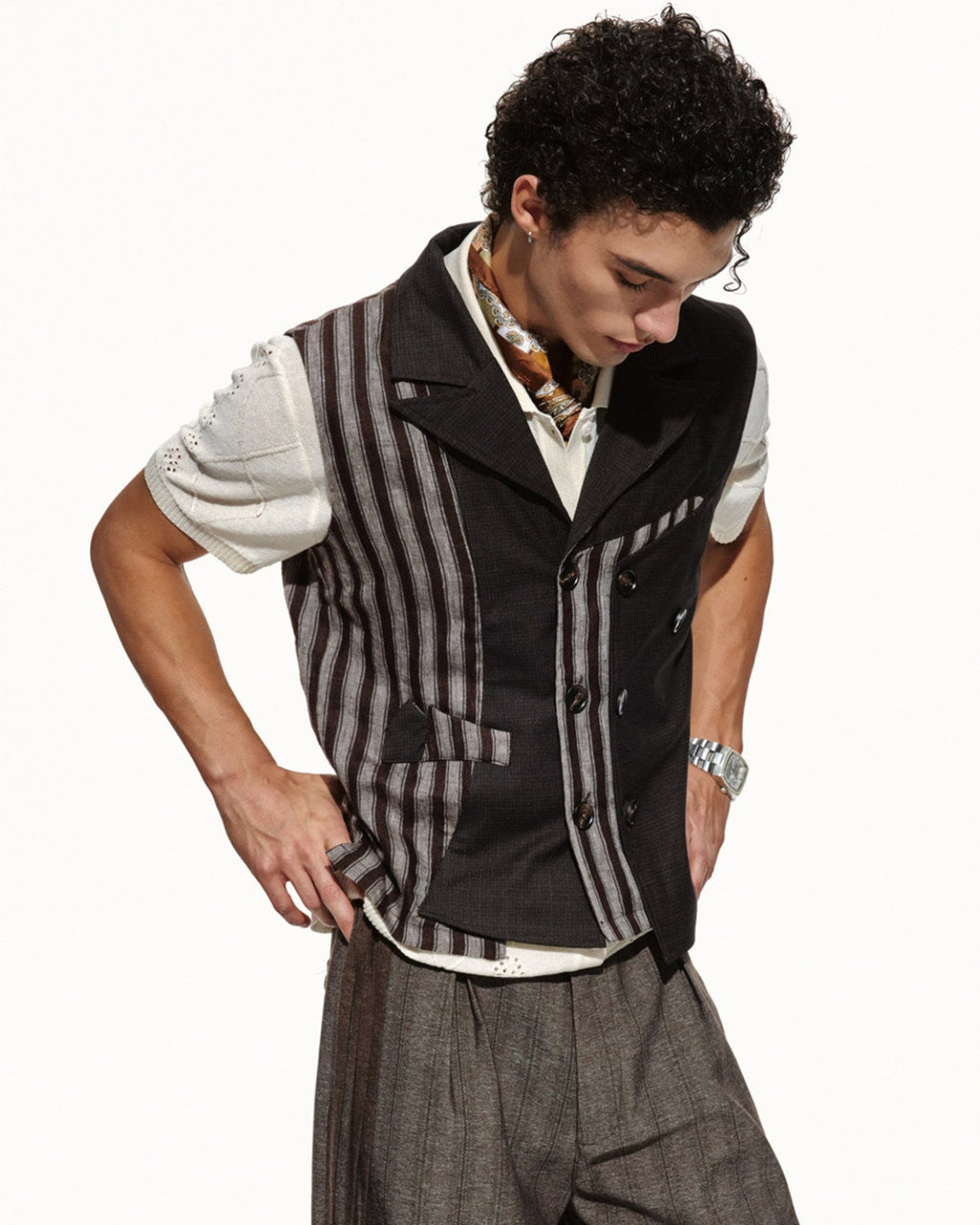 SCRIPT-X STRIPED SUIT VEST