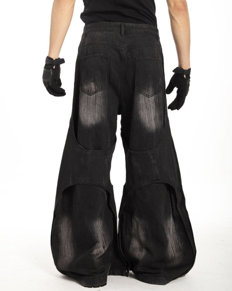 DECONSTRUCTED WIDE FLARE JEANS