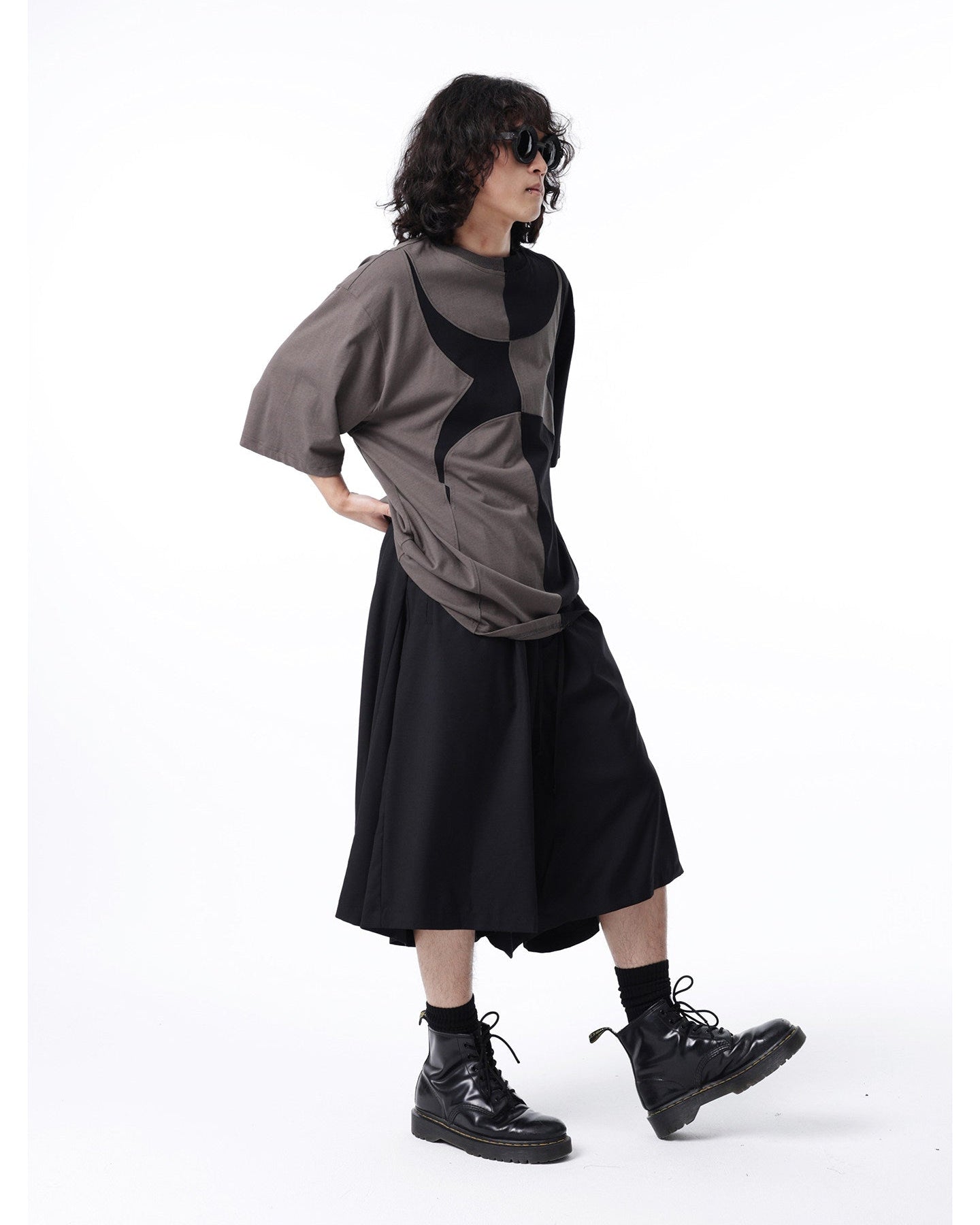 COLOR BLOCK SPLICED SHORT SLEEVE TEE