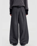 STRIPED PLEATED WIDE TROUSERS