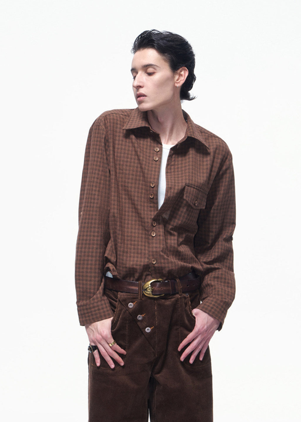 SCRIPT-X PLAID TWO-BUTTON SHIRT