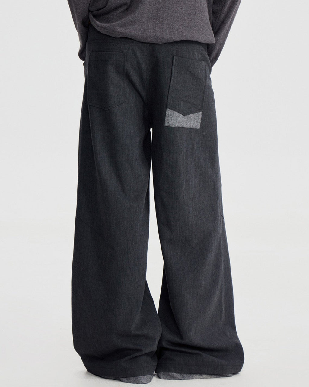 WOOL SPLICED WIDE TROUSERS