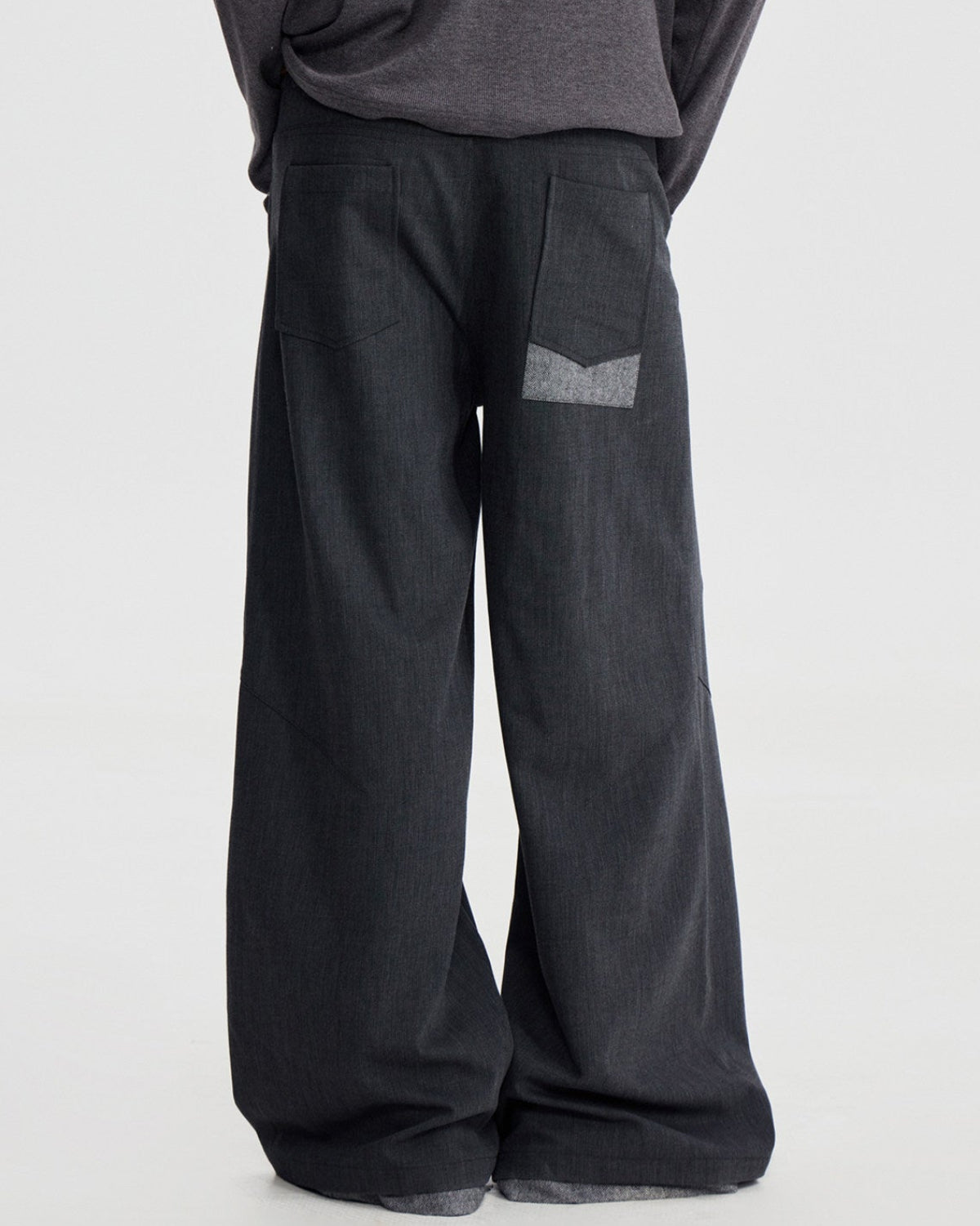 WOOL SPLICED WIDE TROUSERS