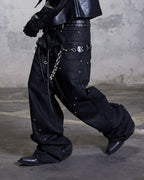 WAXED LACE-UP WIDE LEG JEANS