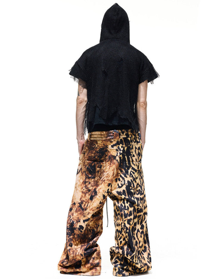 LEOPARD PRINT WIDE SWEATPANTS