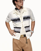 SCRIPT-X WOOL WAFFLE POLO CARDIGAN
