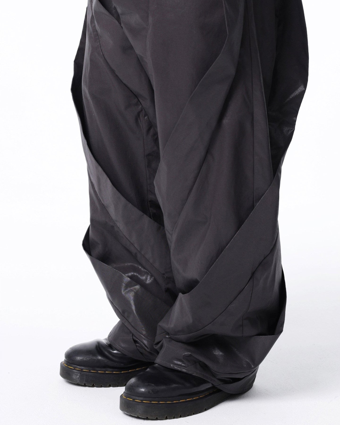 SPIRAL DRAPED WAXED PANTS