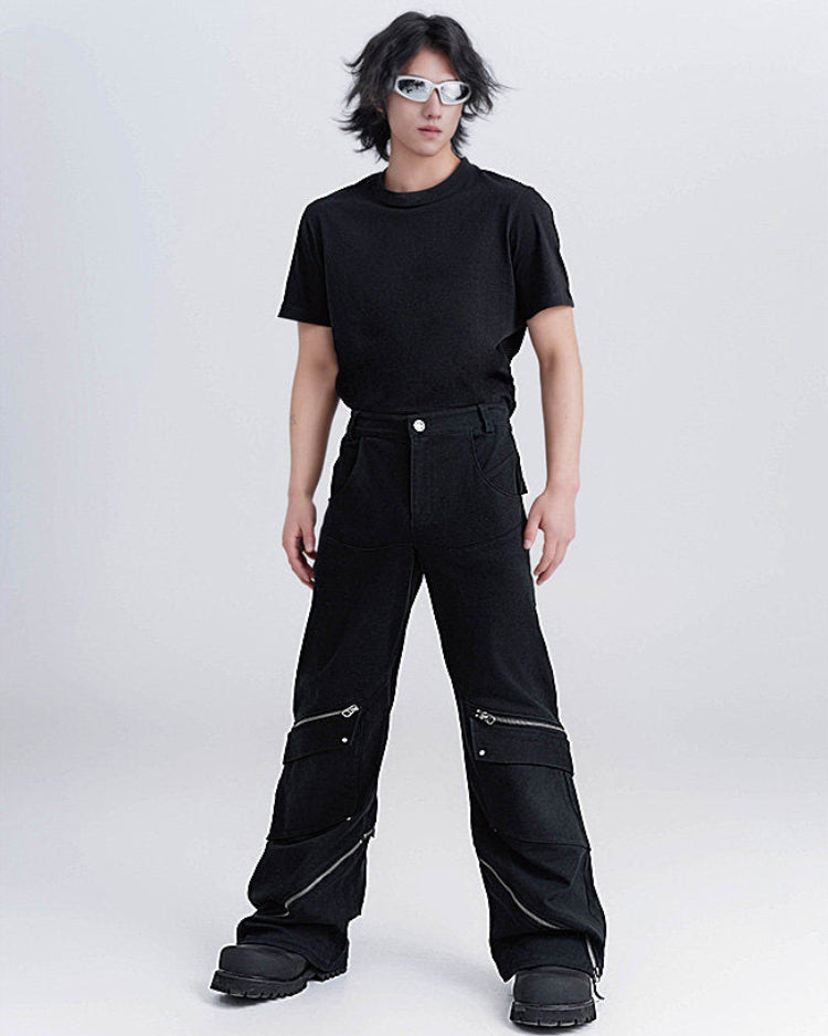 ZIP DARK FLARE PANTS