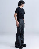 WAXED DARK FLARE PANTS