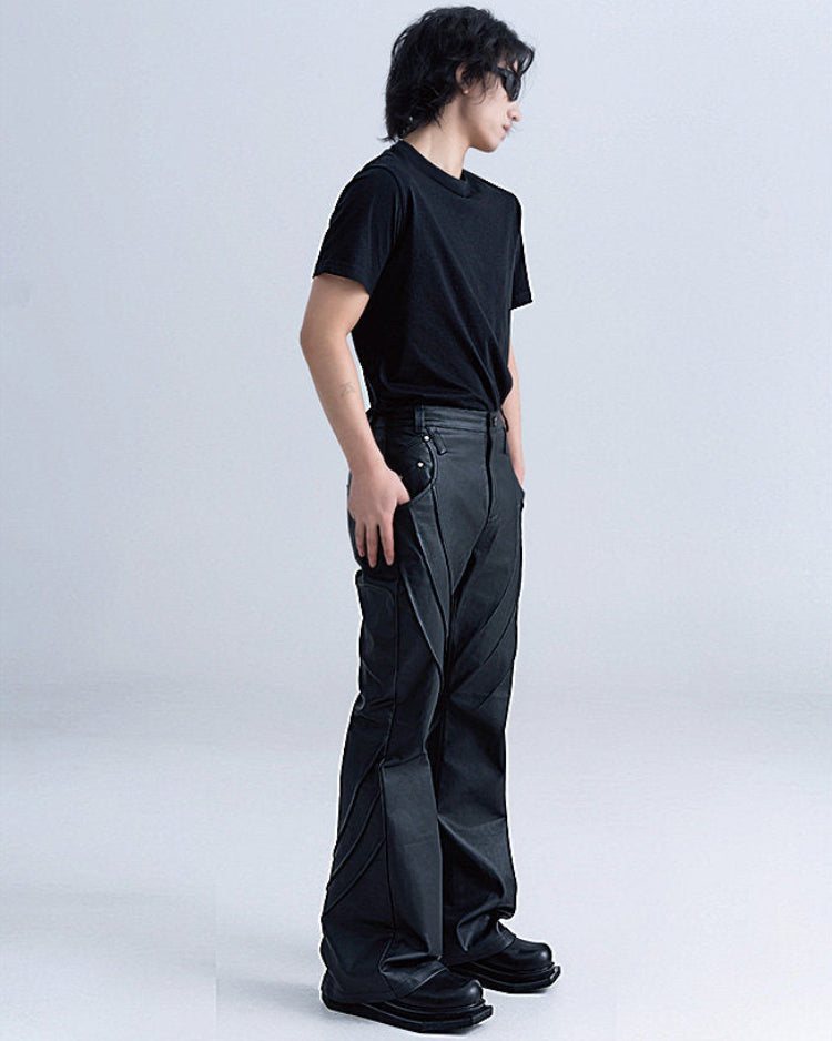 WAXED DARK FLARE PANTS