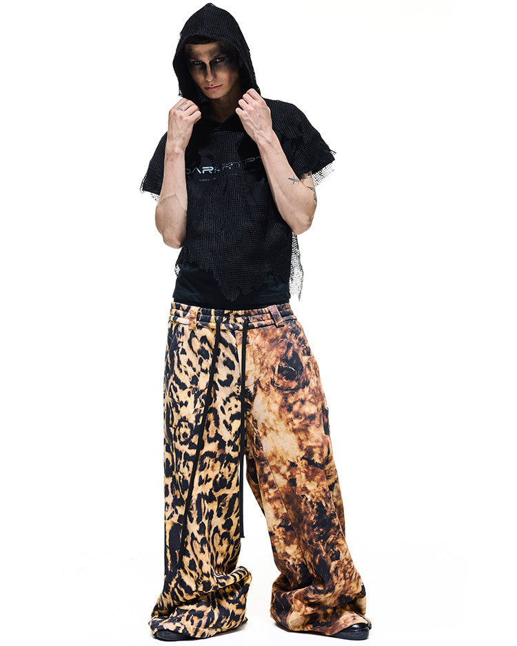 LEOPARD PRINT WIDE SWEATPANTS