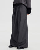 STRIPED PLEATED WIDE TROUSERS