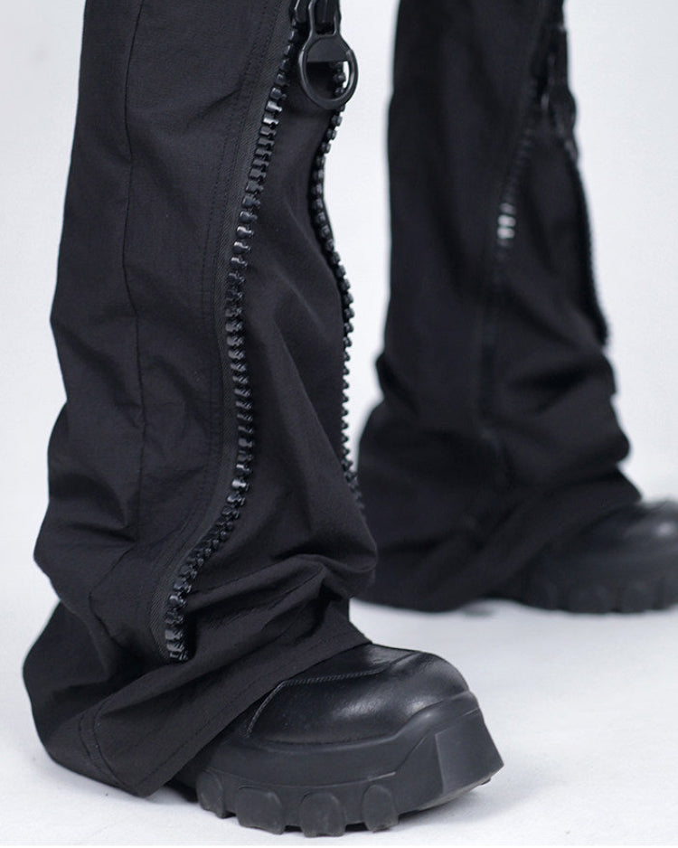 ZIPPER PARACHUTE FLARE PANTS