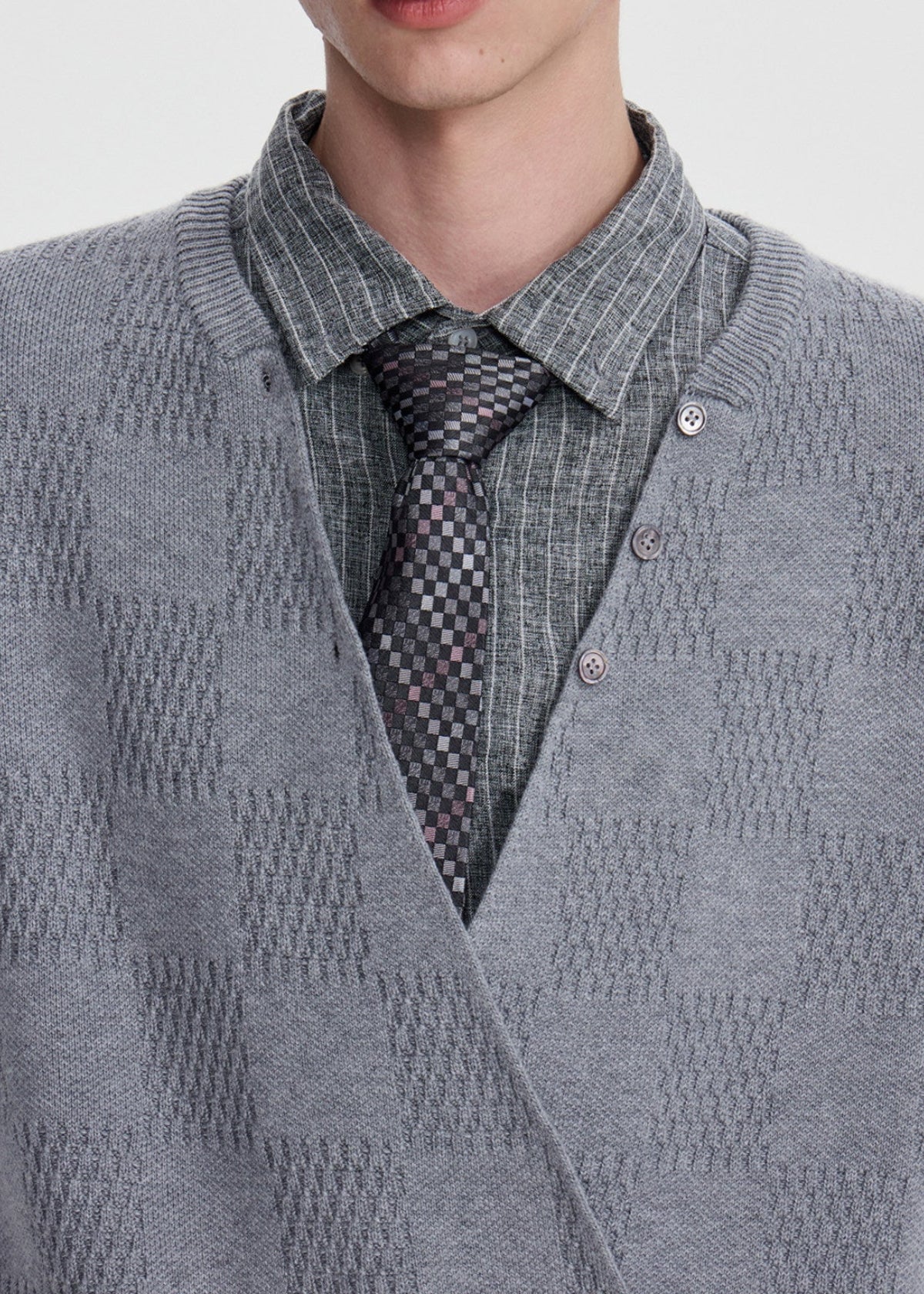 SCRIPT-X WOOL WRAP CARDIGAN