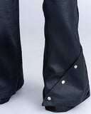 WAXED DARK FLARE TROUSERS