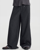WOOL SPLICED WIDE TROUSERS